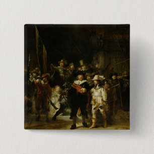 Bóton Quadrado 5.08cm The Night Watch, Rembrandt van Rijn