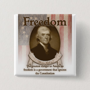 Bóton Quadrado 5.08cm Thomas Jefferson - liberdade