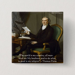 Bóton Quadrado 5.08cm Thomas Paine "Meus Irmãos" Citação Presentes e Car