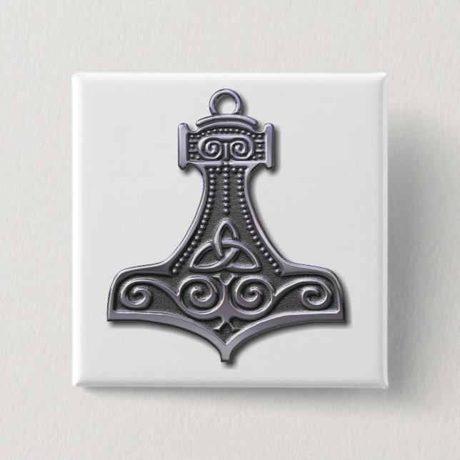 Bóton Quadrado 5.08cm Thor's Hammer-prata (Frente)