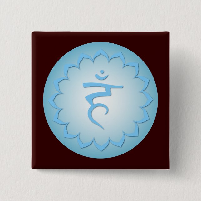 Bóton Quadrado 5.08cm Throat Chakra - Azul Claro (Frente)