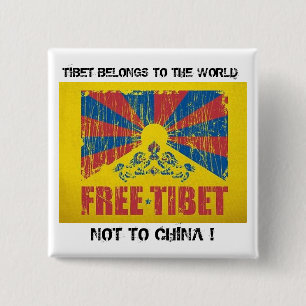 Bóton Quadrado 5.08cm TIBET PERTENCE ao botão do MUNDO