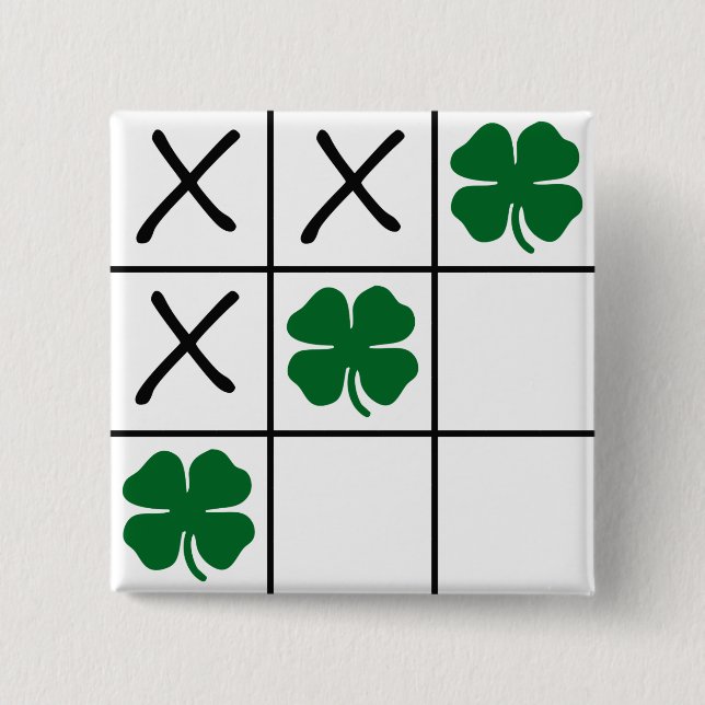Bóton Quadrado 5.08cm Tic Tac Toe Shamrock (Frente)