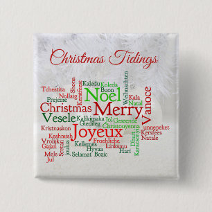 Bóton Quadrado 5.08cm Tidings De Natal Pelo Mundo
