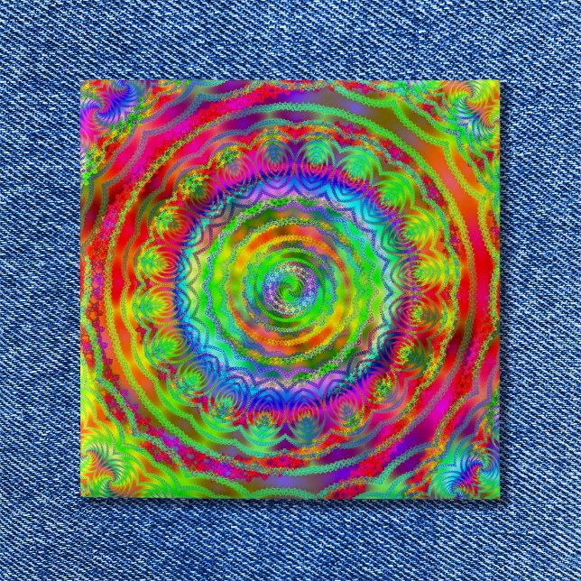 Bóton Quadrado 5.08cm Tiedye Target (Tiedye Target Pinback Button)