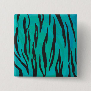 Bóton Quadrado 5.08cm Tiger Black and Teal Print