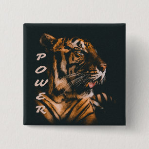 Bóton Quadrado 5.08cm Tiger Power Stripes Fierce Motivational