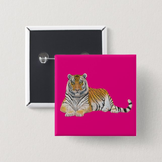 Bóton Quadrado 5.08cm Tigre (Frente & Verso)