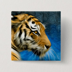 Bóton Quadrado 5.08cm Tigre Art Painting