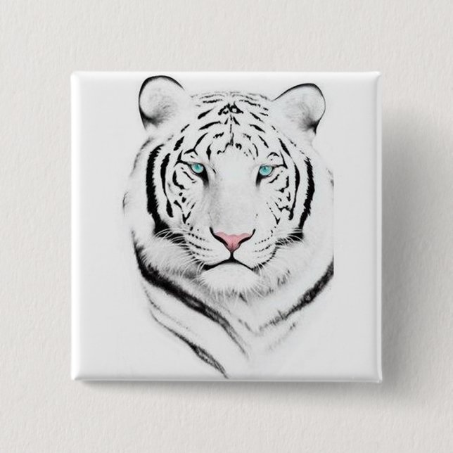 Bóton Quadrado 5.08cm Tigre branco Siberian (Frente)