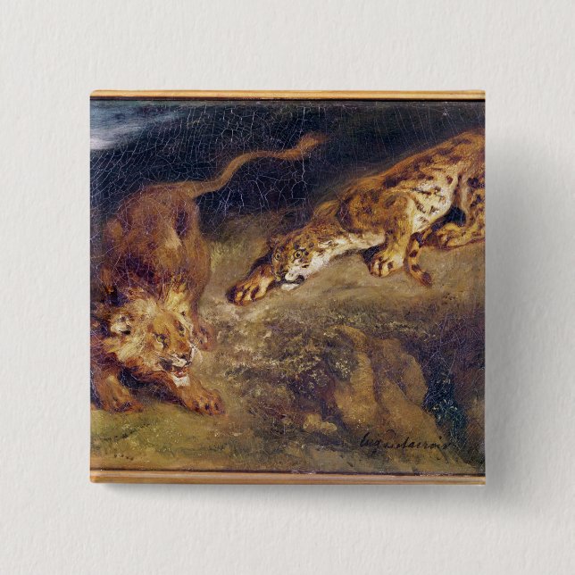 Bóton Quadrado 5.08cm Tigre e leão (Frente)