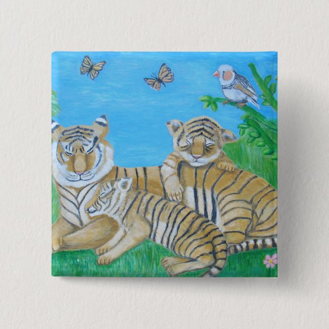 Bóton Quadrado 5.08cm tigres (Frente)