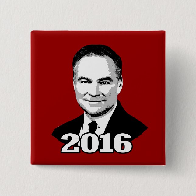 Bóton Quadrado 5.08cm Tim Kaine 2016 (Frente)