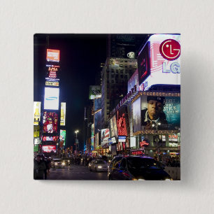 Bóton Quadrado 5.08cm Times Square à noite em Manhattan, Nova York