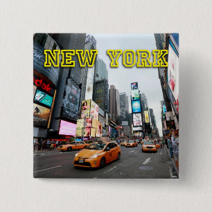 Bóton Quadrado 5.08cm Times Square Nova Iorque USA