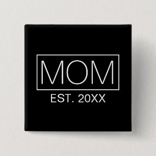 Bóton Quadrado 5.08cm Tipografia da mãe minimalista simples  Botão Pin