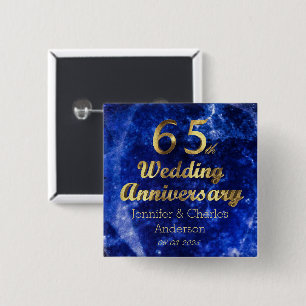 Bóton Quadrado 5.08cm Tipografia Dourada do aniversário de casamento do