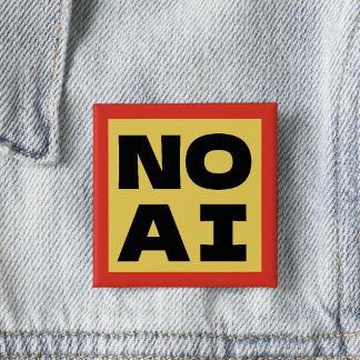 Bóton Quadrado 5.08cm Tipografia Moderna em Negrito Sem IA Amarelo Preto