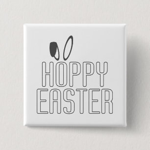 Bóton Quadrado 5.08cm Tipografia Simples de Páscoa de Hoppy Botão Pin