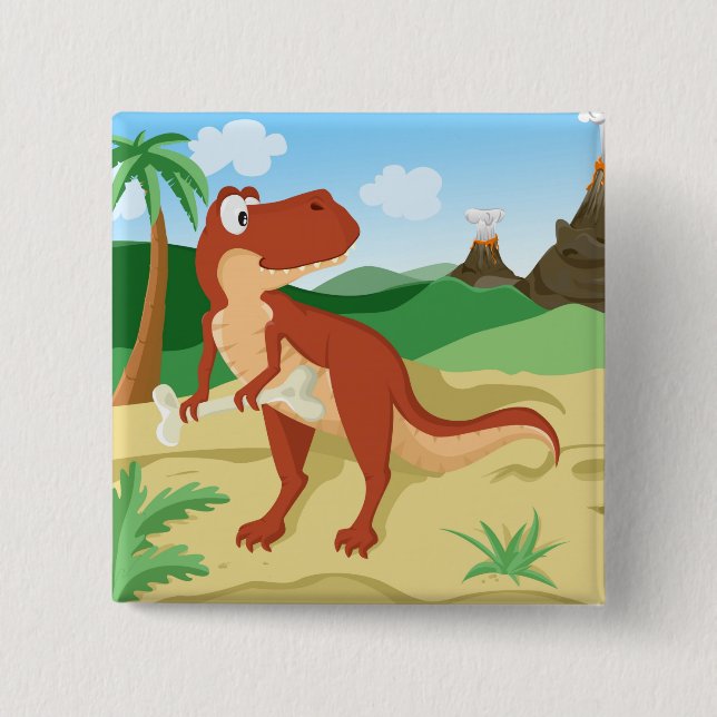 Bóton Quadrado 5.08cm Tiranossauro Rex (Frente)