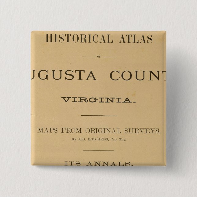 Bóton Quadrado 5.08cm Título Page Augusta County, Virginia (Frente)