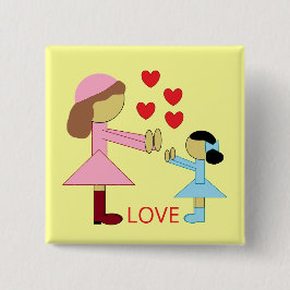 Bóton Quadrado 5.08cm Todas as Crianças Precisam de Amor: Amarelo