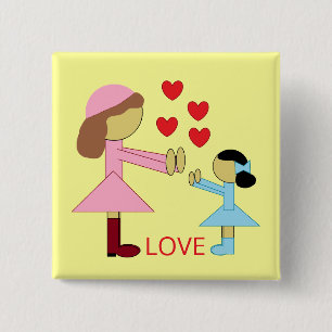 Bóton Quadrado 5.08cm Todas as Crianças Precisam de Amor: Amarelo