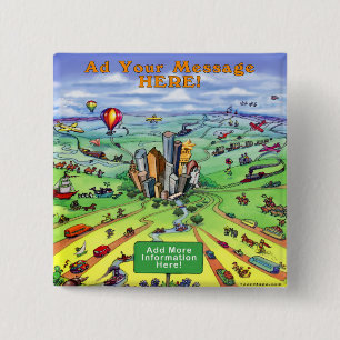 Bóton Quadrado 5.08cm Todas as estradas levam a Houston Texas