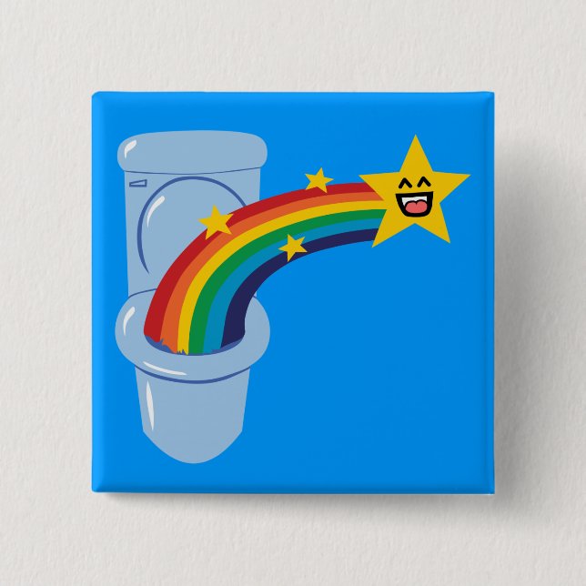 Bóton Quadrado 5.08cm Toilet Rainbow (Frente)