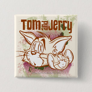 Bóton Quadrado 5.08cm Tom e Jerry Brown e verde