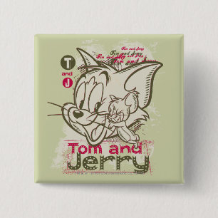 Bóton Quadrado 5.08cm Tom e Jerry Rosa e Verde