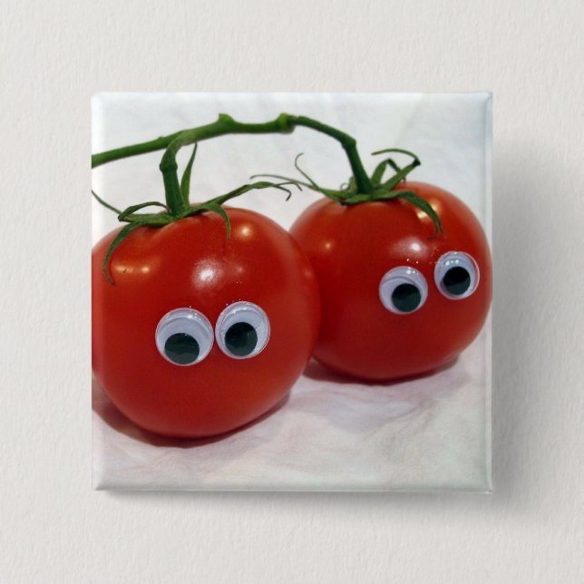 Bóton Quadrado 5.08cm Tomates parvos Eyed Googly (Frente)