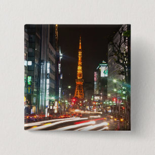 Bóton Quadrado 5.08cm Tóquio, Japão. A Torre de Tóquio é uma comunicação