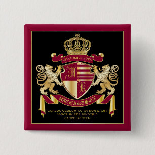 Bóton Quadrado 5.08cm Torne o seu Casaco de armas emblema de leão Doura