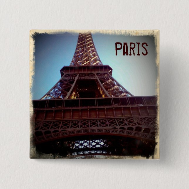 Bóton Quadrado 5.08cm Torre Eiffel (Frente)