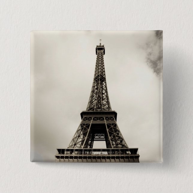 Bóton Quadrado 5.08cm Torre Eiffel 8 (Frente)