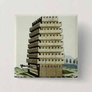 Bóton Quadrado 5.08cm Torre móvel com galerias exteriores e um additio