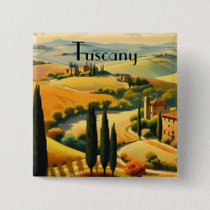 Bóton Quadrado 5.08cm Toscana Rural Vintage com Texto Personalizado