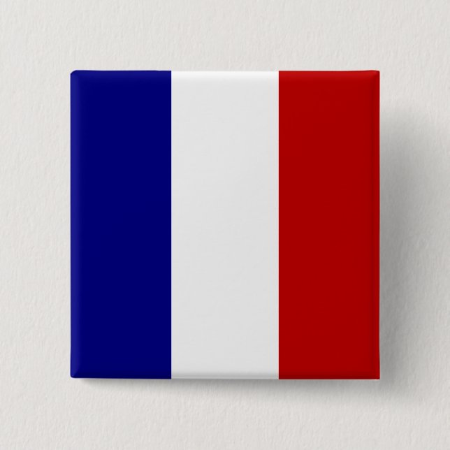 Bóton Quadrado 5.08cm Totalmente Bandeira Francesa (Frente)