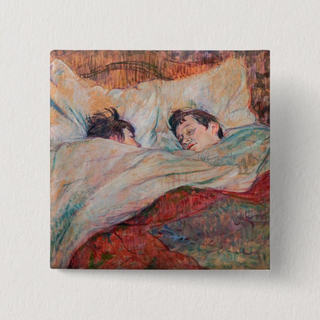 Bóton Quadrado 5.08cm Toulouse-Lautrec - A Cama (Frente)