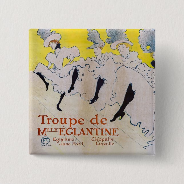 Bóton Quadrado 5.08cm Toulouse-Lautrec - Troupe de Mlle Eglantine (Frente)