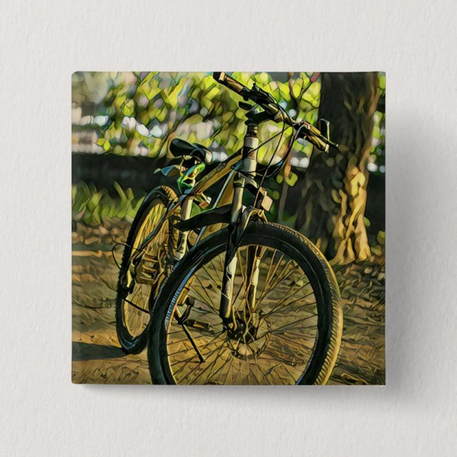 Bóton Quadrado 5.08cm Trabalho de arte de bicicleta (Frente)
