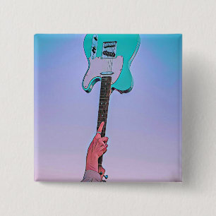 Bóton Quadrado 5.08cm Trabalho de arte de guitarra clássica