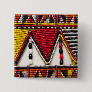 Bóton Quadrado 5.08cm Trabalho de Beade Tribal de Maasai