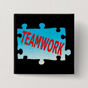 Bóton Quadrado 5.08cm Trabalho em equipe Jigsaw Quebra-cabeça