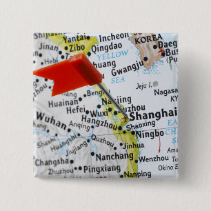 Bóton Quadrado 5.08cm Trace o pino colocado em Shanghai, China no mapa,