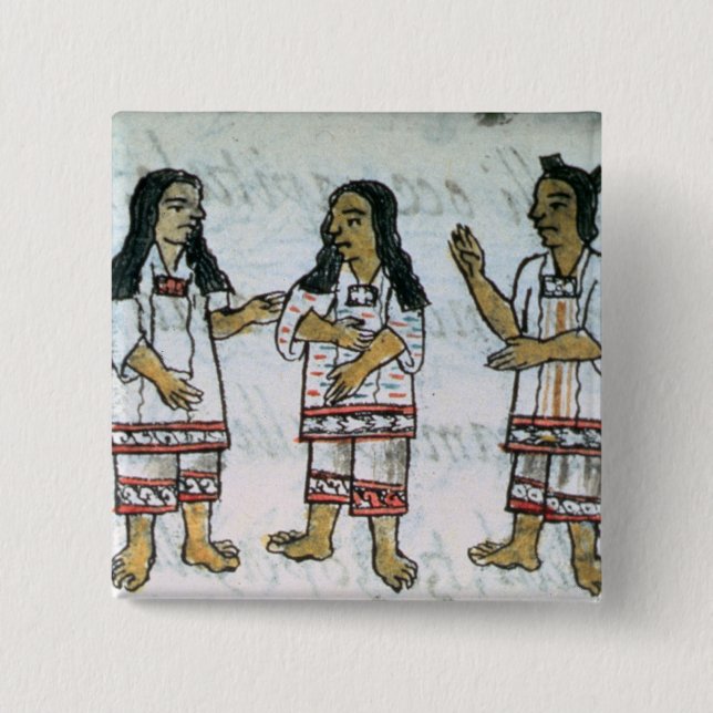 Bóton Quadrado 5.08cm Trajes astecas fêmeas (Frente)