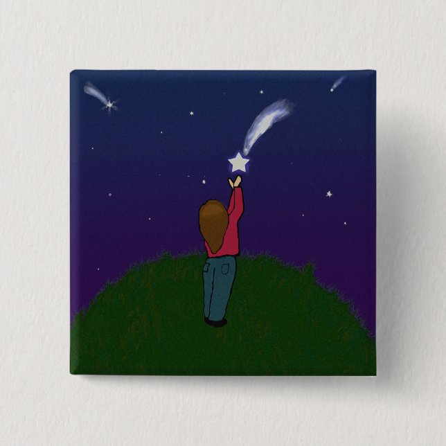 Bóton Quadrado 5.08cm Trave uma estrela de queda (Frente)