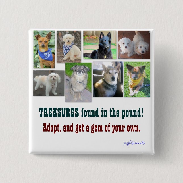 Bóton Quadrado 5.08cm TREASUROS encontrados na libra (Frente)