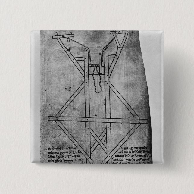 Bóton Quadrado 5.08cm Trebuchet, máquina para jogar setas (Frente)
